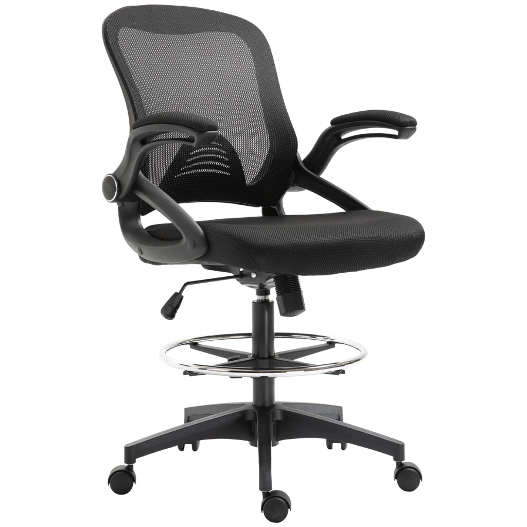 Sedia da Ufficio con Schienale Rete e Braccioli ¨C Minimal ¨C Nera 64x60x106-126 cm