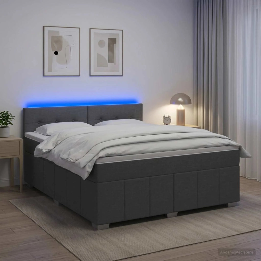 Letto box spring con materasso Grigio Scuro 140 x 190 cm 3452671