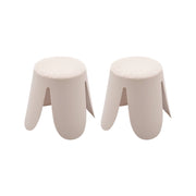 Set 2 sgabelli impilabili per bambini in bouclé testurizzato, beige