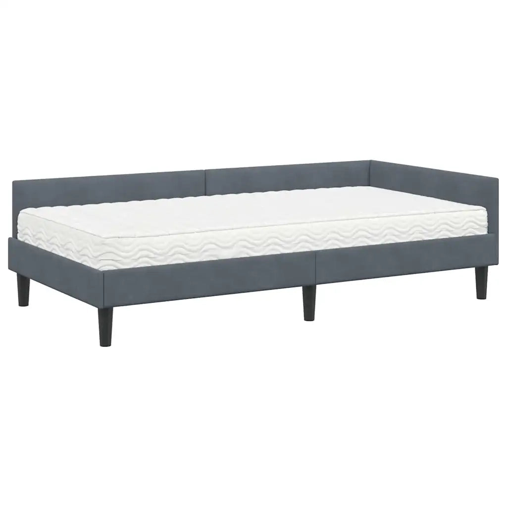 Struttura Letto Angolare con Materasso 2 pcs Grigio Velluto
