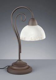 COUNTRY LAMPADA DA TAVOLO ANTICATA CURVA+VETRO H 40CM 1 LUCE ATTACCO E14