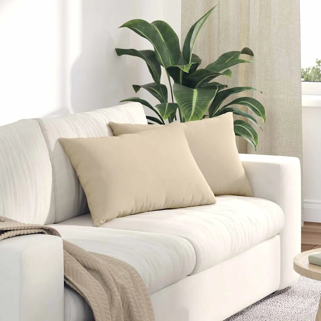 Cuscini da Divano 2 pz-Set di 2 Cuscini per Sofa Crema 60 x 40 cm Tessuto 267443