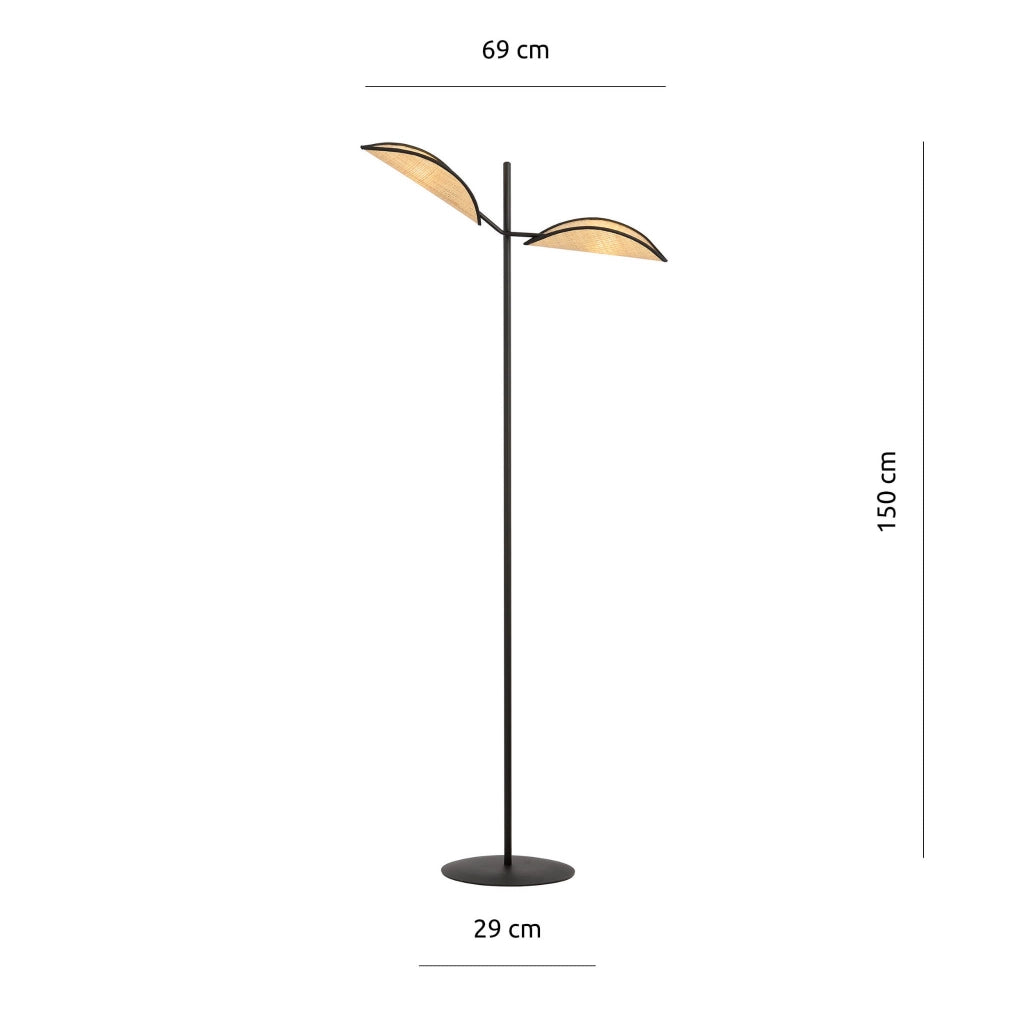 Lampada da terra Emibig VENE nera rattan 2xE14 150cm