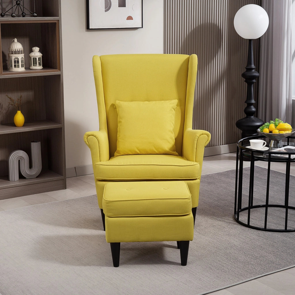 Poltrona Reclinabile con Poggiapiedi ¨C Zephmum ¨C Tessuto Giallo 75x83x104