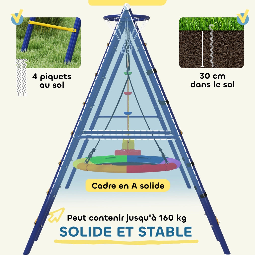 Set Gioco Giardino 6 in 1 con Altalene, Canestro e Reticolato ¨C Minimal ¨C Multicolore