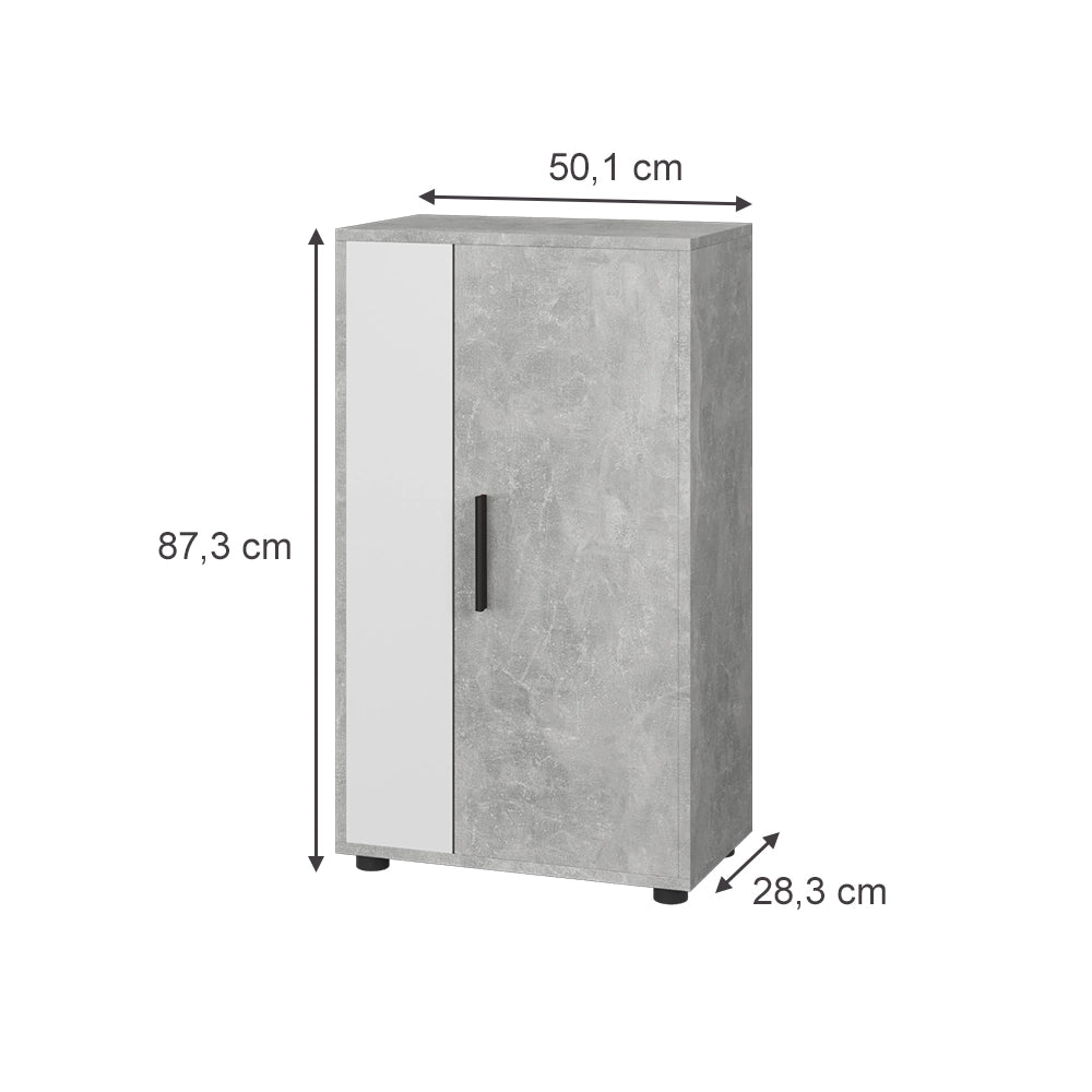 Vicco Credenza Cemento/Bianco 50.1 x 87.3 cm con 2 scomparti