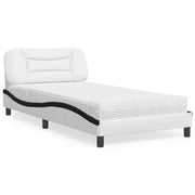 Letto con Materasso Hvar Bianco e Nero 100x200 cm in Similpelle