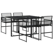 Set da Pranzo da Giardino 5 pz | Set Salotto da Giardino Nero in Polyrattan