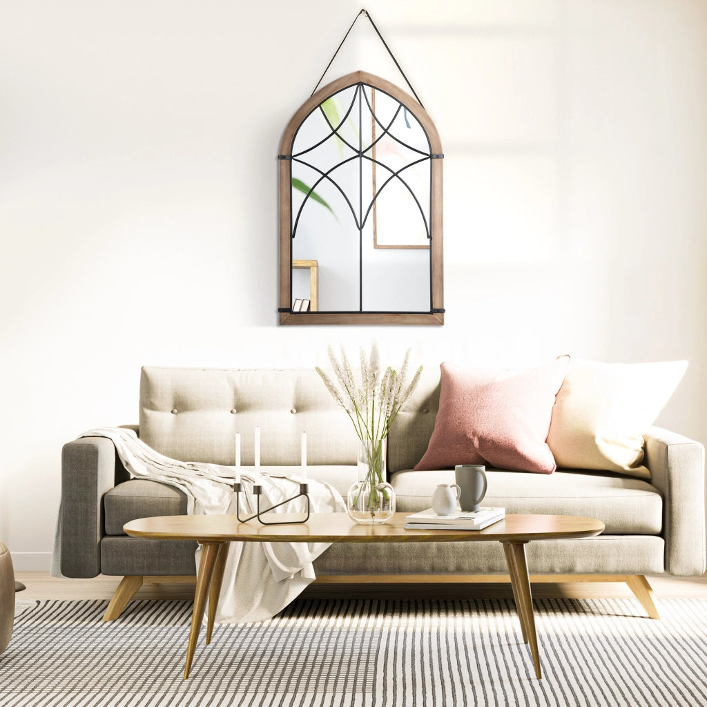 Specchio da Parete in Legno ¨C Minimal ¨C Marrone 93x60 cm