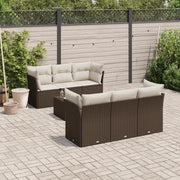 Set Divani da Giardino 7 pz con Cuscini Marrone in Polyrattan 3249102