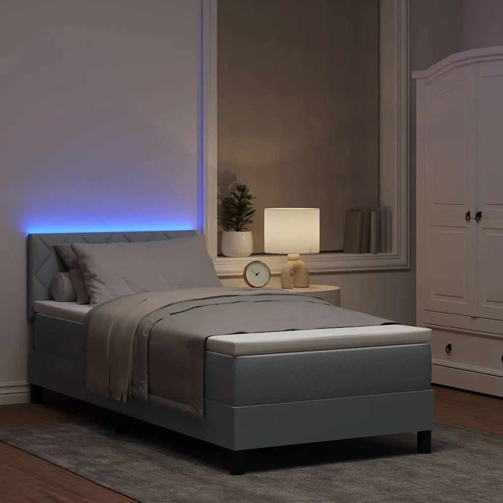 Letto a molle con materasso Grigio chiaro 90 x 190 cm Tessuto