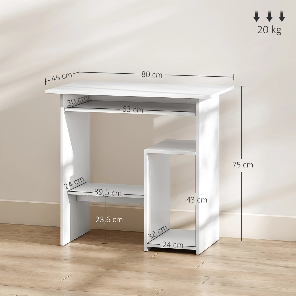 Scrivania Computer Bianca ¨C Xylo ¨C Truciolato e Metallo 80x45x75 cm