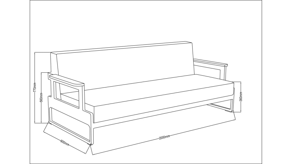 Divano da giardino a tre posti 90x200xH.77 cm - MEB11 - ALTANKA