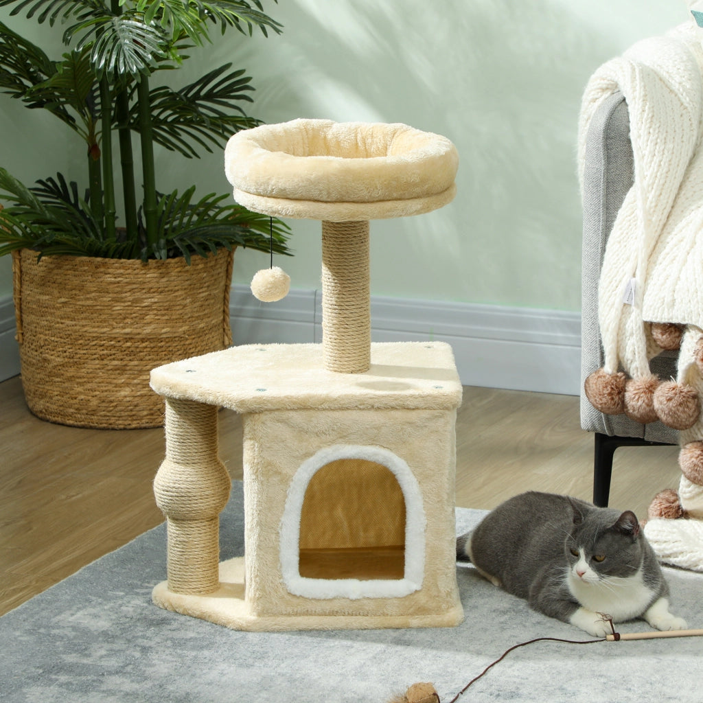 Albero per Gatti con Cuscino e Poste di Giuto ¨C zephmum ¨C Beige 66 cm