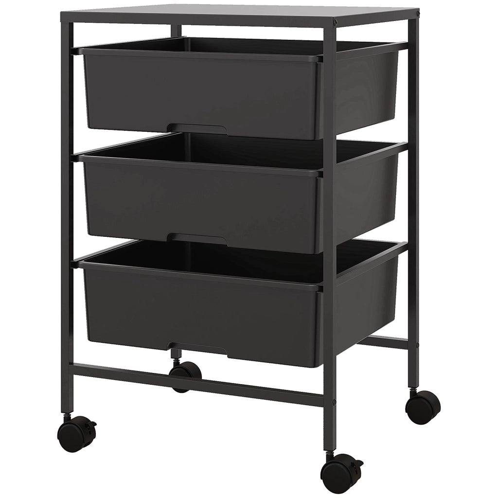 Carrello con 3 cestini ¨C Minimal ¨C Nero 40.8x33.5x60.5 cm