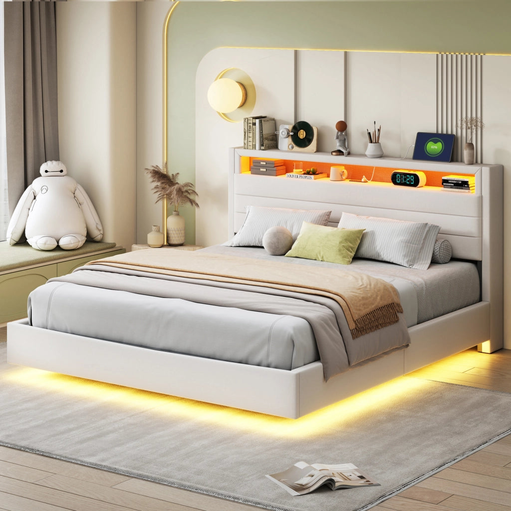 letto imbottito lino beige 160 x 200 cm
