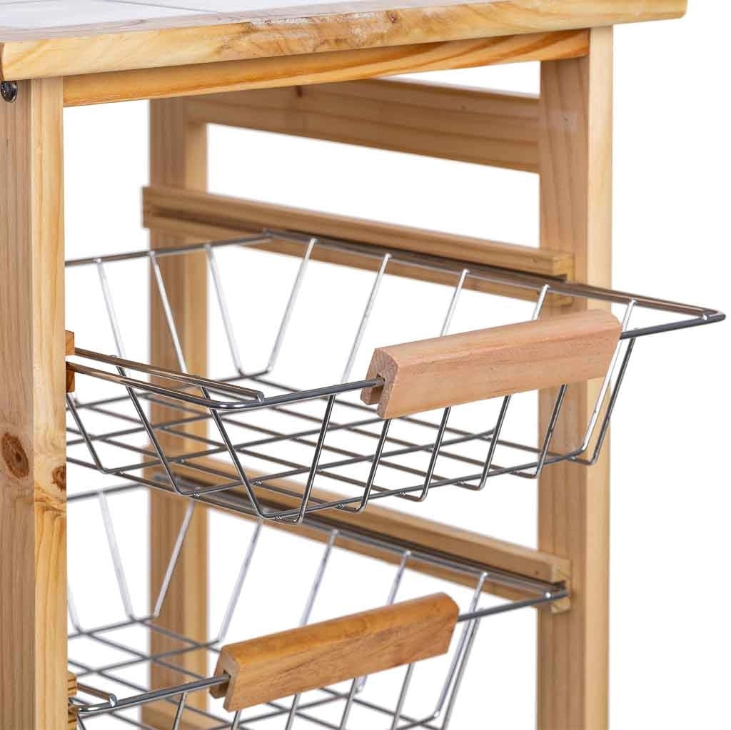 Carrello cucina in legno 37x37x76h cm