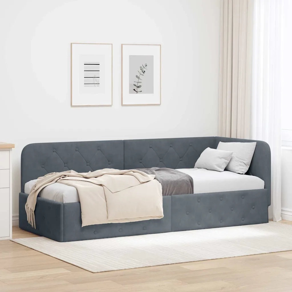 Cornice del letto ad angolo Grigio scuro 80 x 200 cm Velluto 42016514