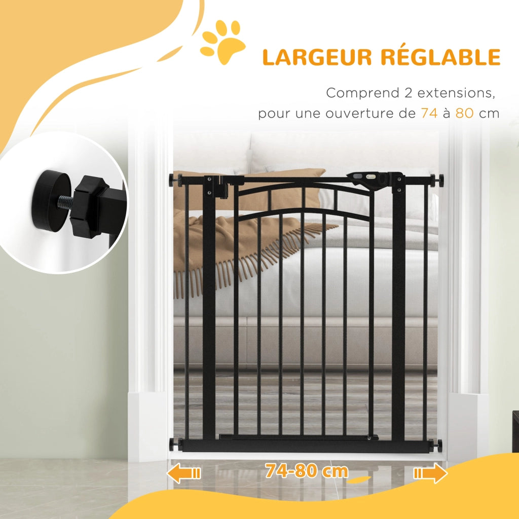Barriera per cani e scale ¨C zephmum ¨C Nero 74-80x76 cm