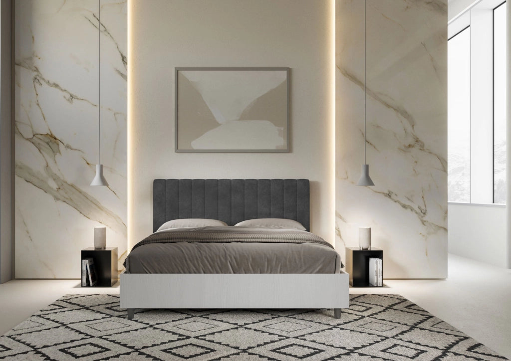 Letto Matrimoniale 160x190 cm con Rete Kaia Grigio