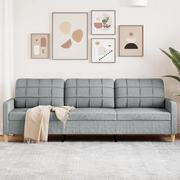 Divano a 3 Posti-Sofa 3 Posti Grigio Chiaro 210 cm in Tessuto