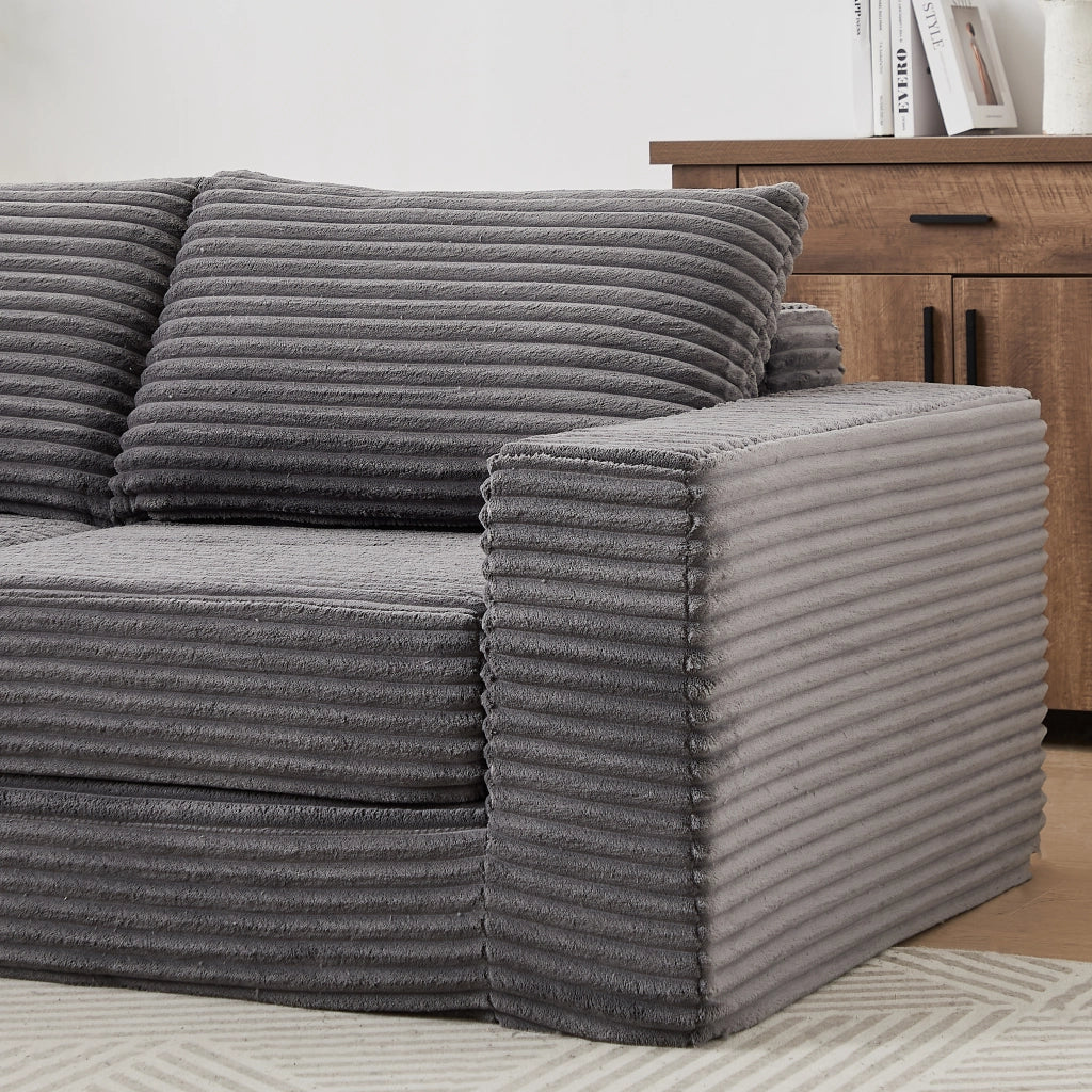 Divano Letto Modulare 2 in 1 con Pouf ¨C MINIMAL ¨C Velluto a Coste, Cuscini Inclusi