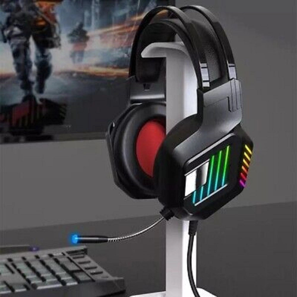Trade Shop - Cuffie Gaming Da Gioco Stereo Bass Con Microfono Luci A Led Rgb Per Ps4 Pc Qe8 -