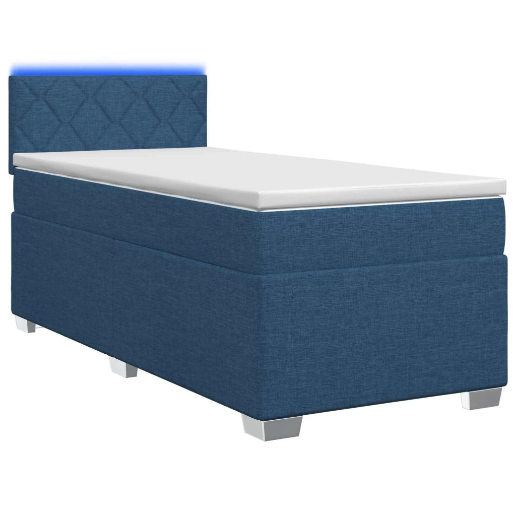 Letto con Box Spring, Materasso e LED Blu 90 x 200 cm Tessuto 3451867