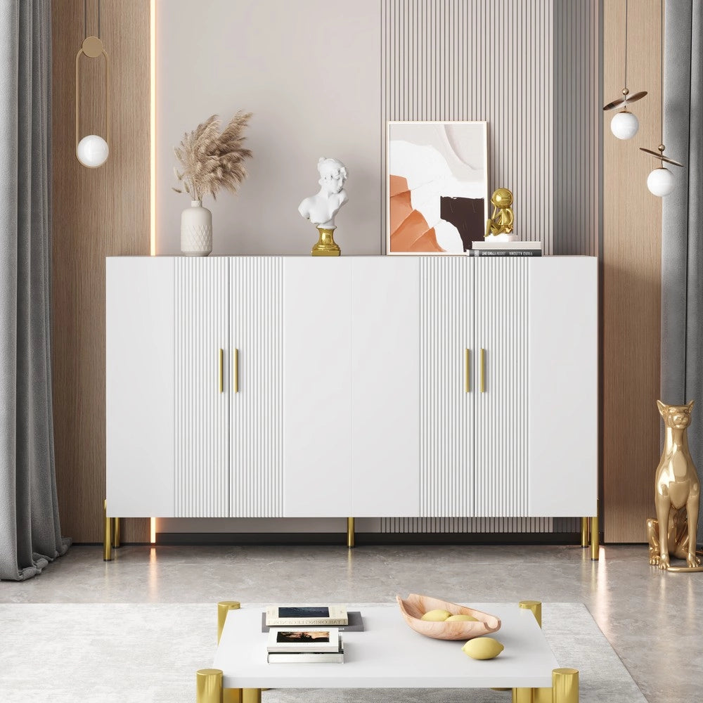 Mobile Credenza Multiuso con Ante e Ripiani ¨C MINIMAL ¨C Bianco Opaco, 160x35x100