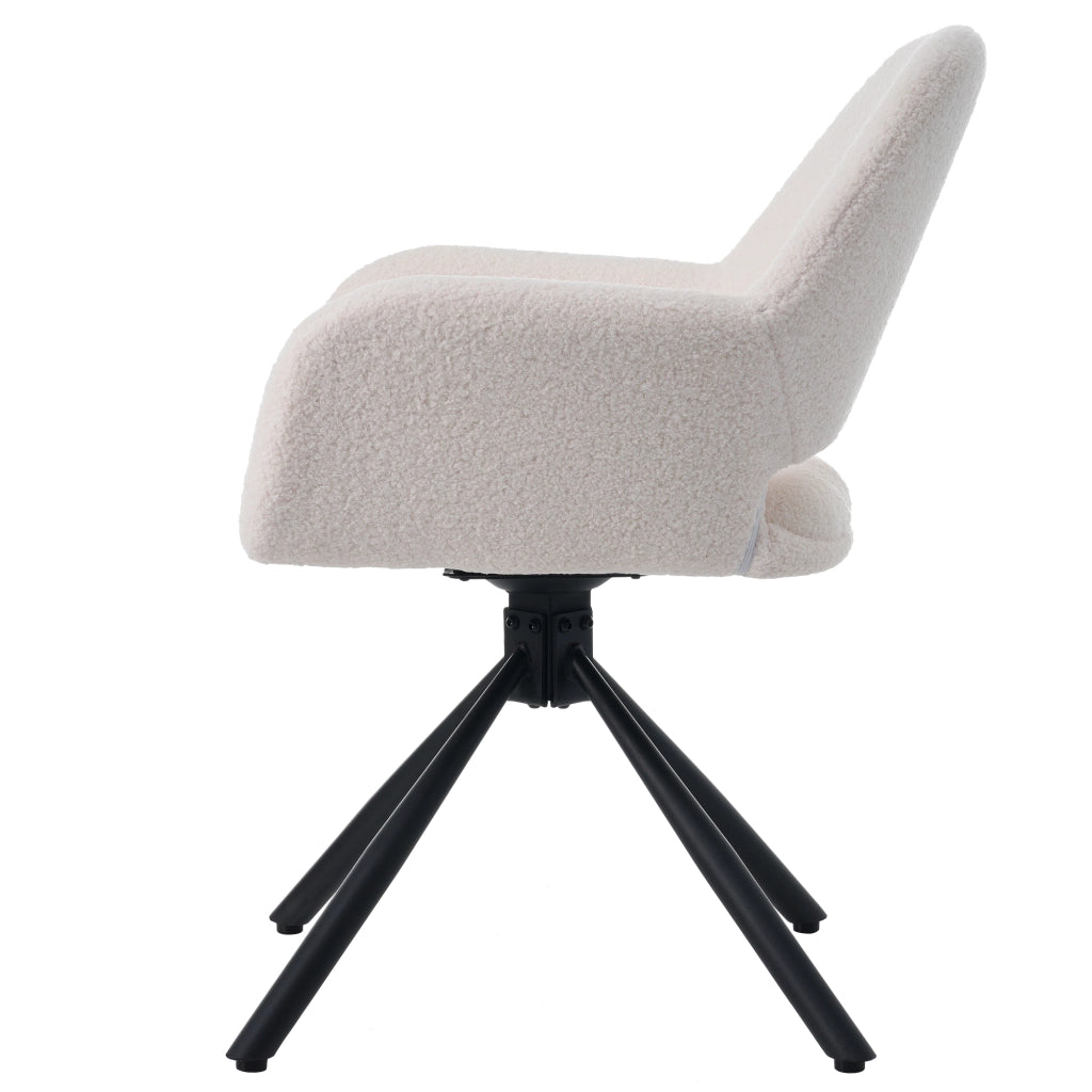 Sedia da pranzo girevole - Zephmum - 2 Pezzi - Bianco - Tessuto Sherpa