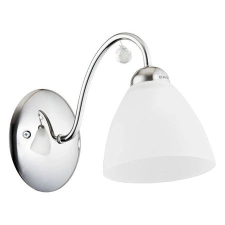 Applique Amarillo cromata con diffusore bianco E27 15W Alfa