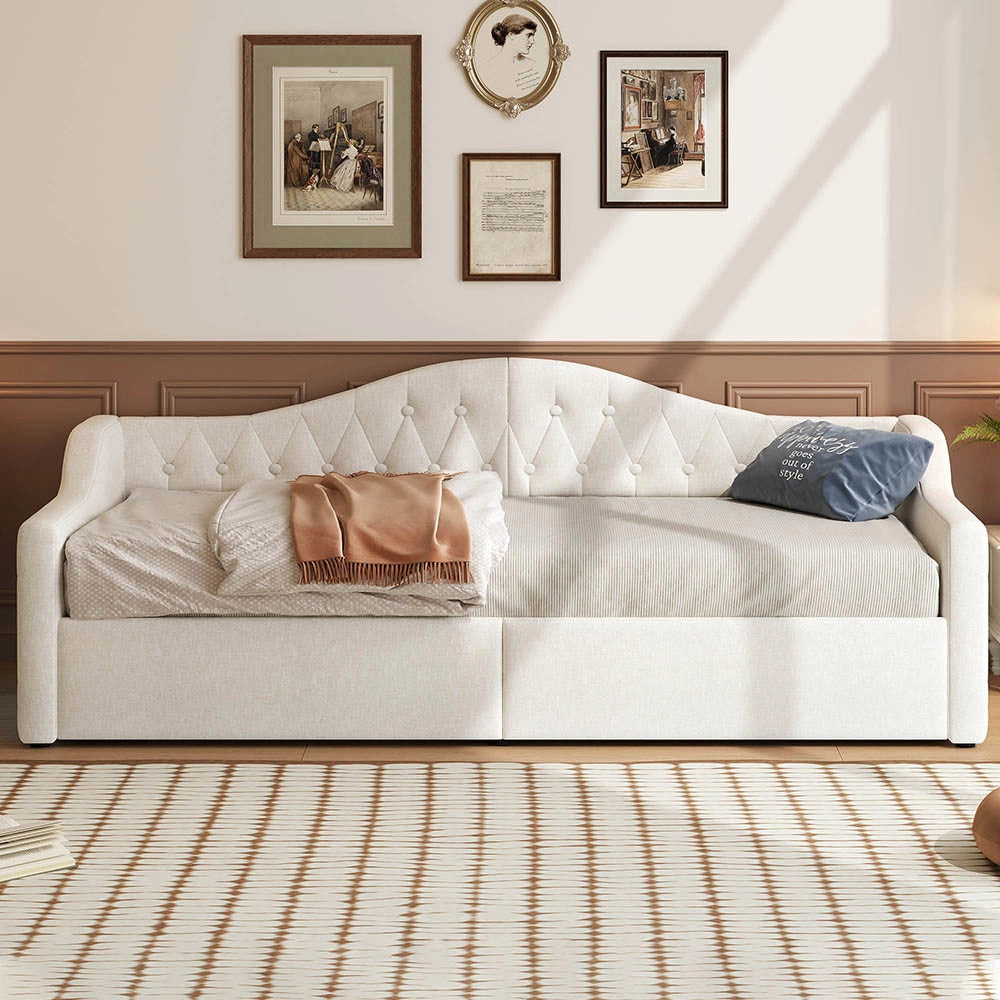 Letto imbottito - Xylo - 90x200cm LED con contenitore, beige