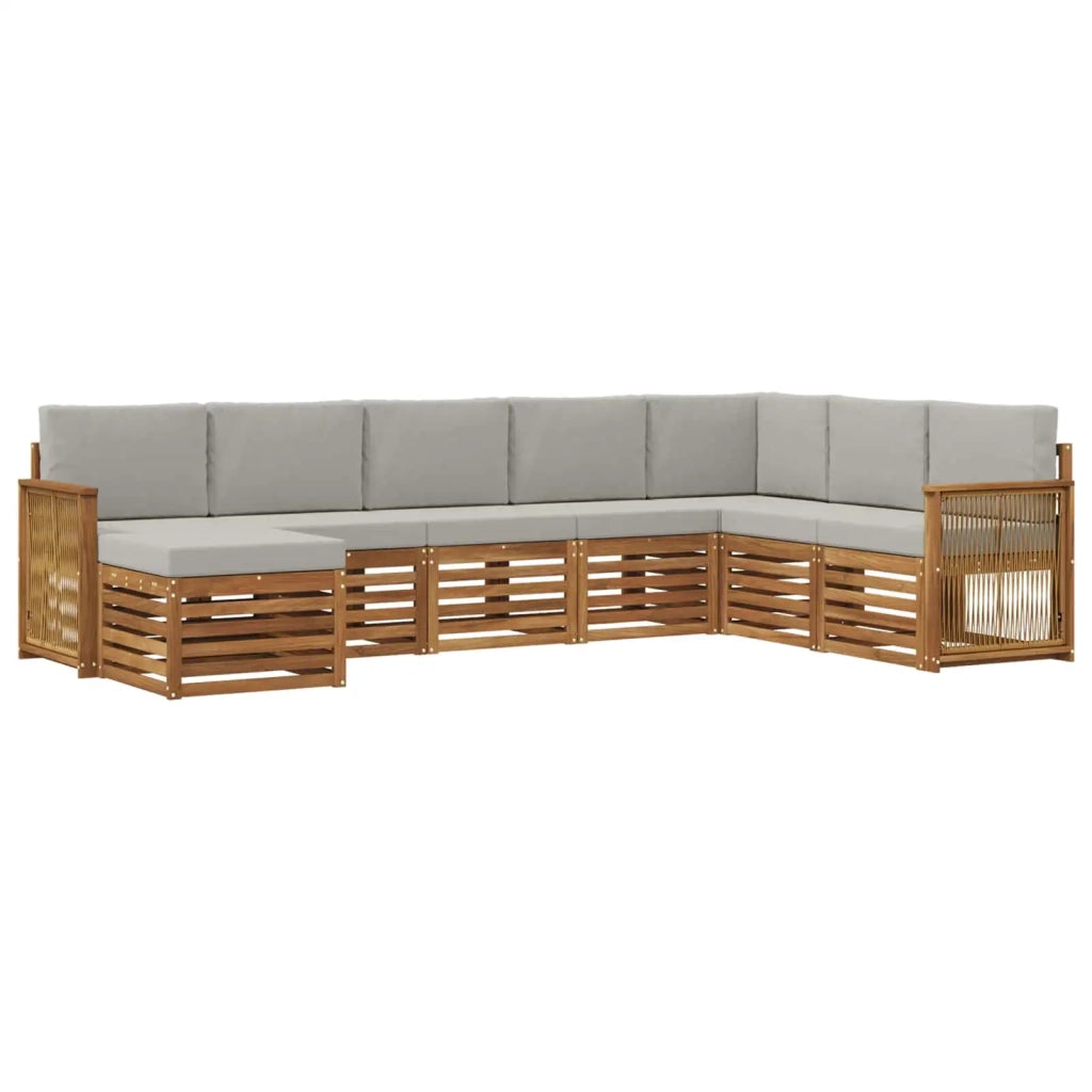 Set di divani da esterno 6 pcs Naturale e Grigio Chiaro 3384717