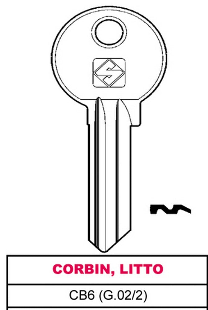 100pz chiave asc cb6 (g.vac 2) corbin, litto cod:ferx.vit10495
