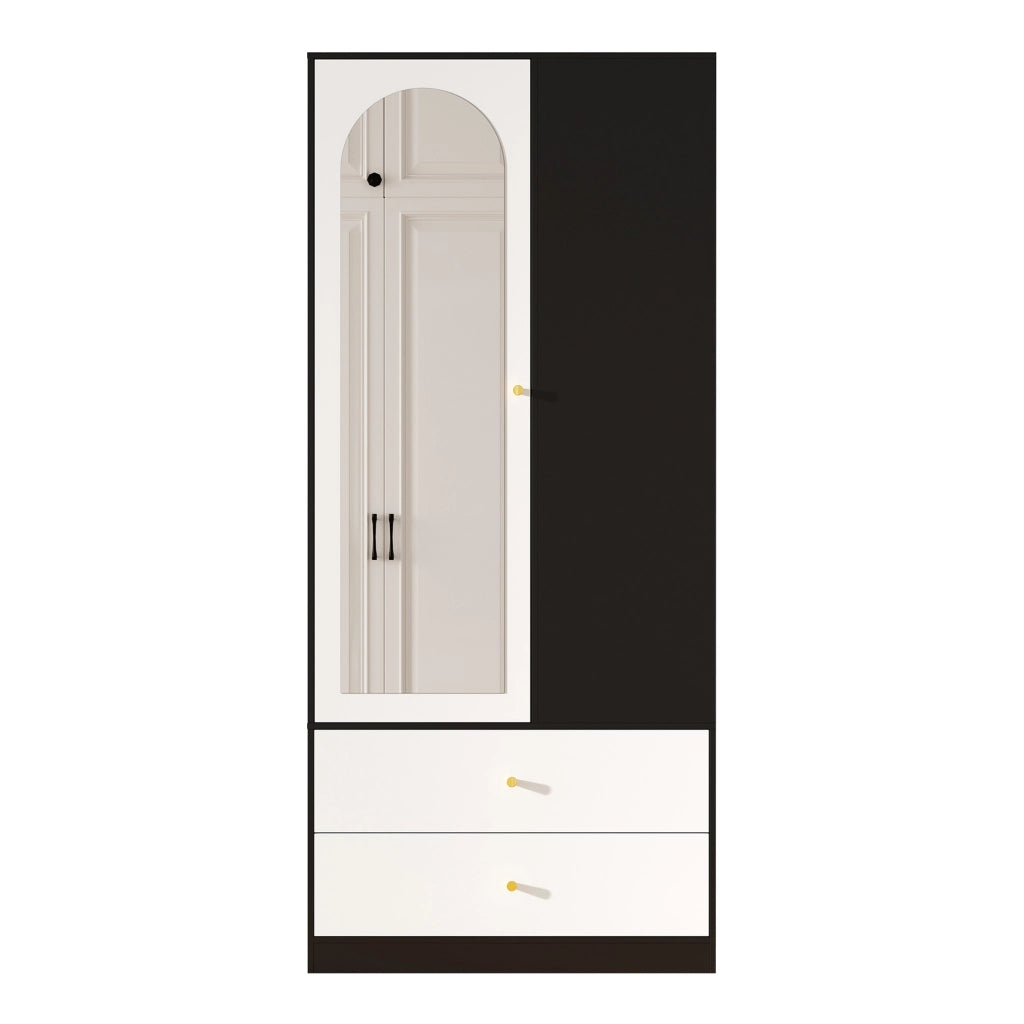 ARMADIO con specchio 80x40x180 cm Bianco+Nero