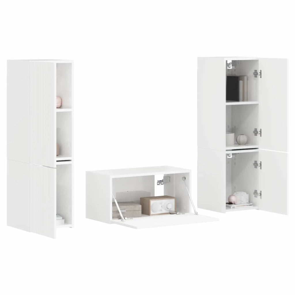 Set mobile TV 5 pcs Bianco Lucido Legno multistrato 3409100