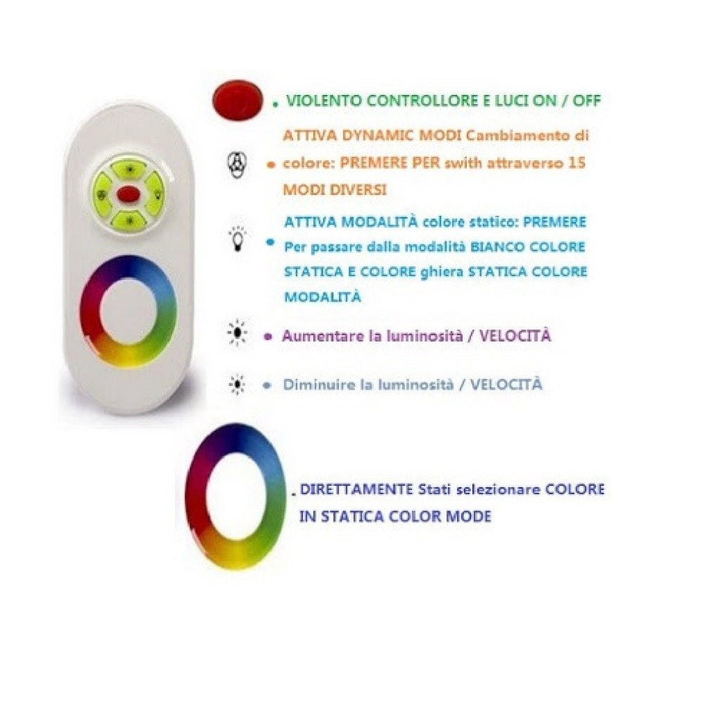Trade Shop - Controller Dimmer Rgb Telecomando Touch Rf 12-24v 18a Per Striscia Led 5050 Rgb -