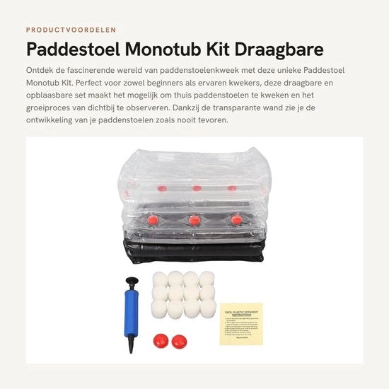 Kit di coltivazione funghi da tavolo portatile - Monotubo - Coltivazione funghi a casa - Vetrata trasparente - Inclusa pompa - PVC premium - Contenitore di coltivazione funghi