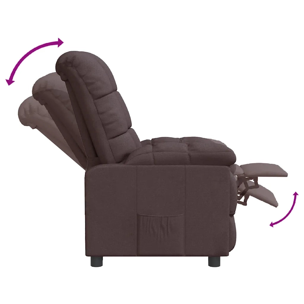 Poltrona Reclinabile Marrone Scuro in Tessuto 289801