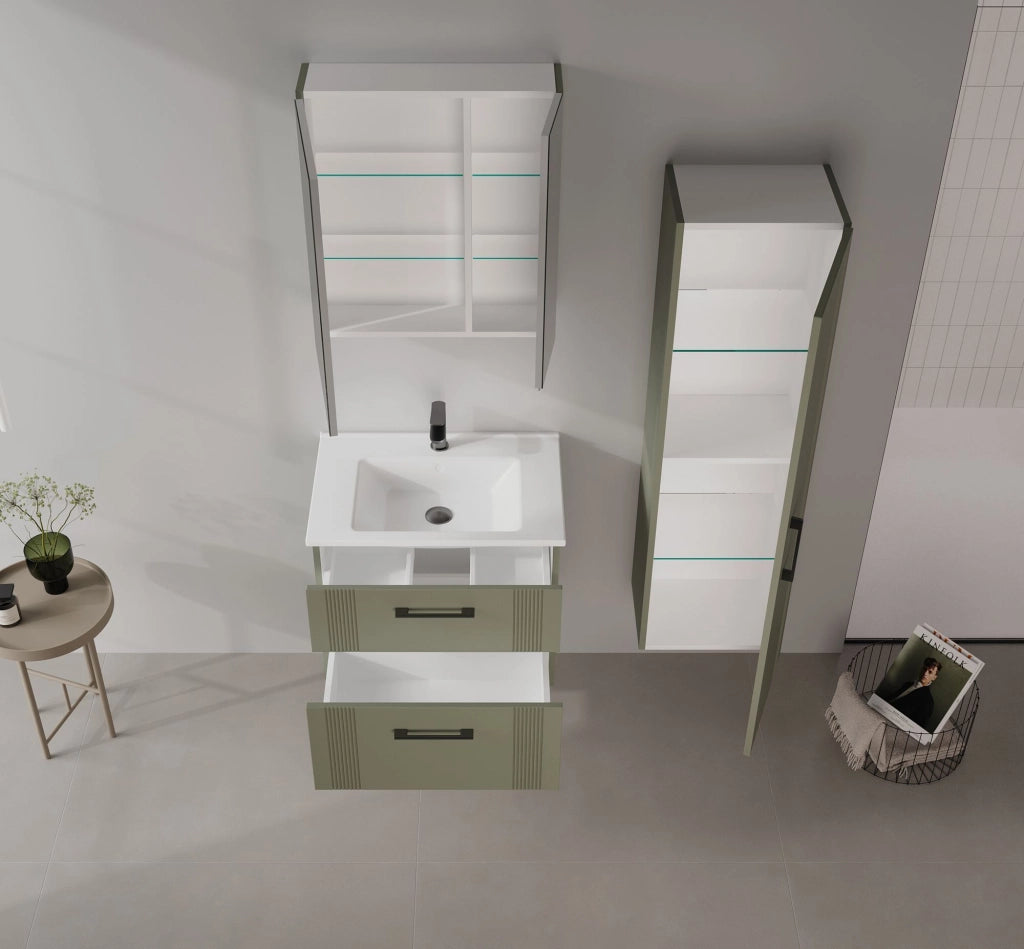 Mobile da bagno "Bari 60" - 60 x 16 x 66 cm - Verde opaco