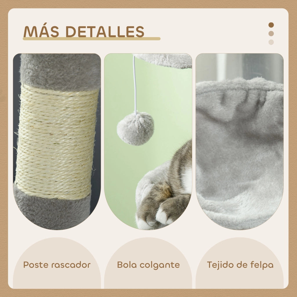 Albero per Gatti con Piattaforme e Cuscino ¨C Minimal ¨C Grigio 60x40x104 cm