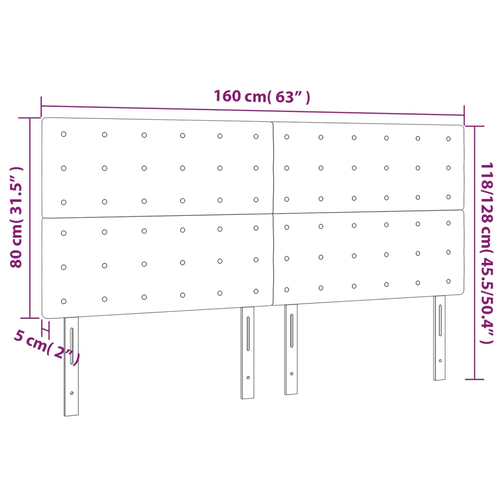Testiera a LED Crema 160x5x118/128 cm in Tessuto