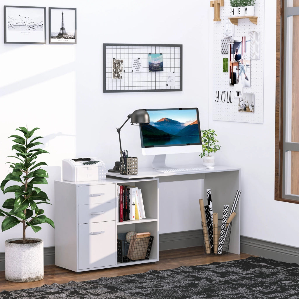 Scrivania angolare con cassetti e ripiani ¨C zephmum ¨C MDF bianco