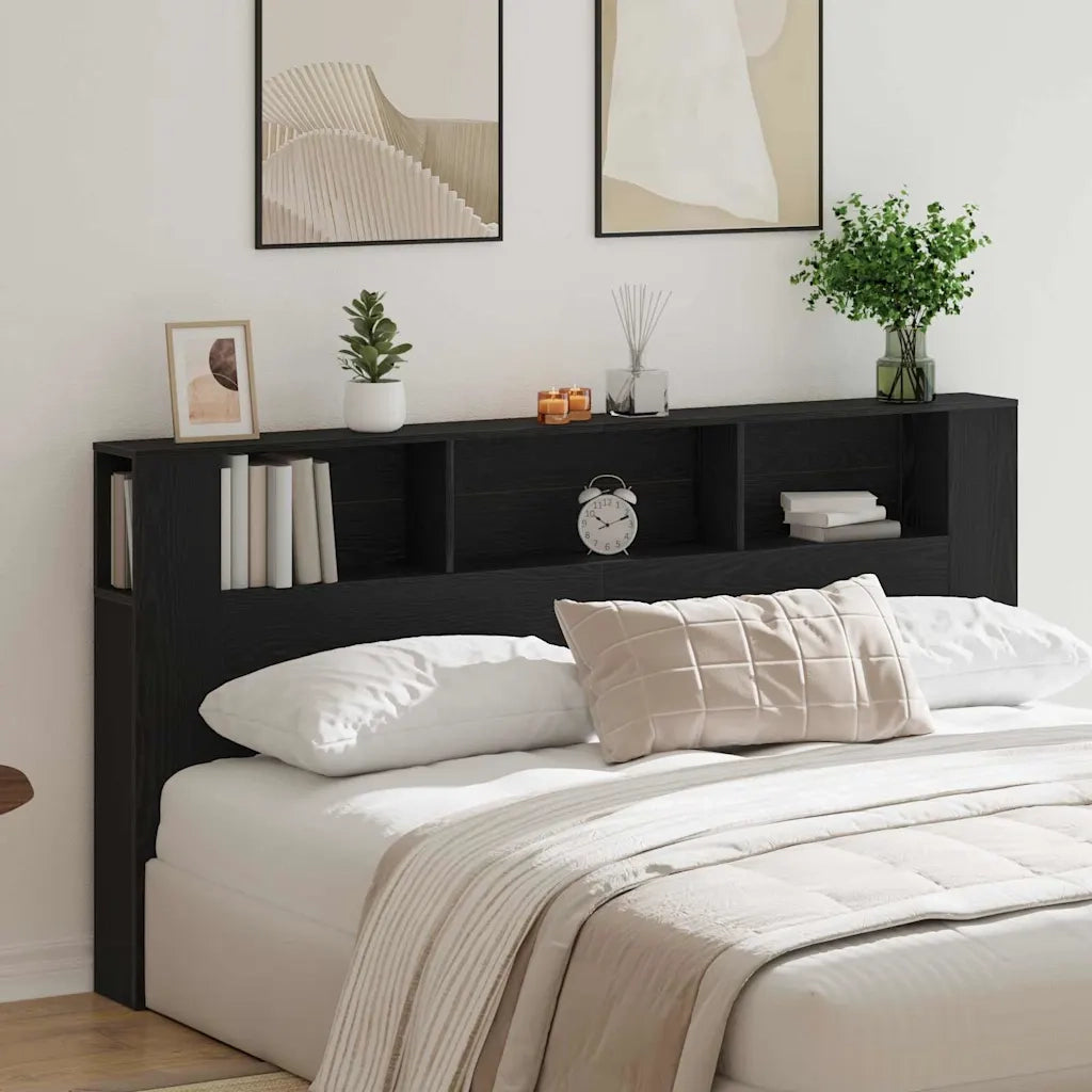 Testata del letto Rovere Nero Legno ingegnerizzato 862760