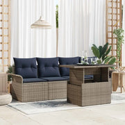 Set Divano da Giardino con cuscino 5 pcs Grigio Poly Rattan 3356928