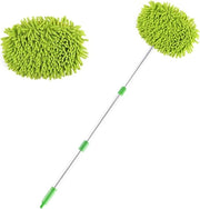 Autowasborstel con maniglia telescopica e due testine a microfibra - Ideale per il lavaggio auto a casa e professionale