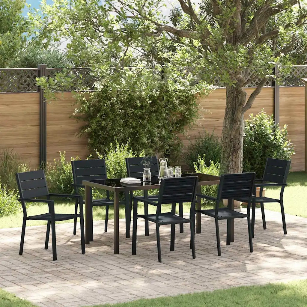 Set da Pranzo per Giardino 7 pcs Nero