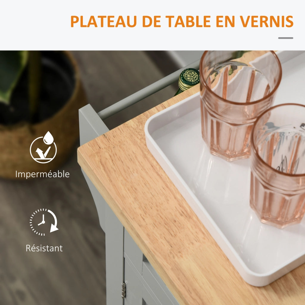 Carrello da cucina con cassetti e ripiani ¨C Xylo ¨C grigio MDF e legno h¨¦v¨¦a