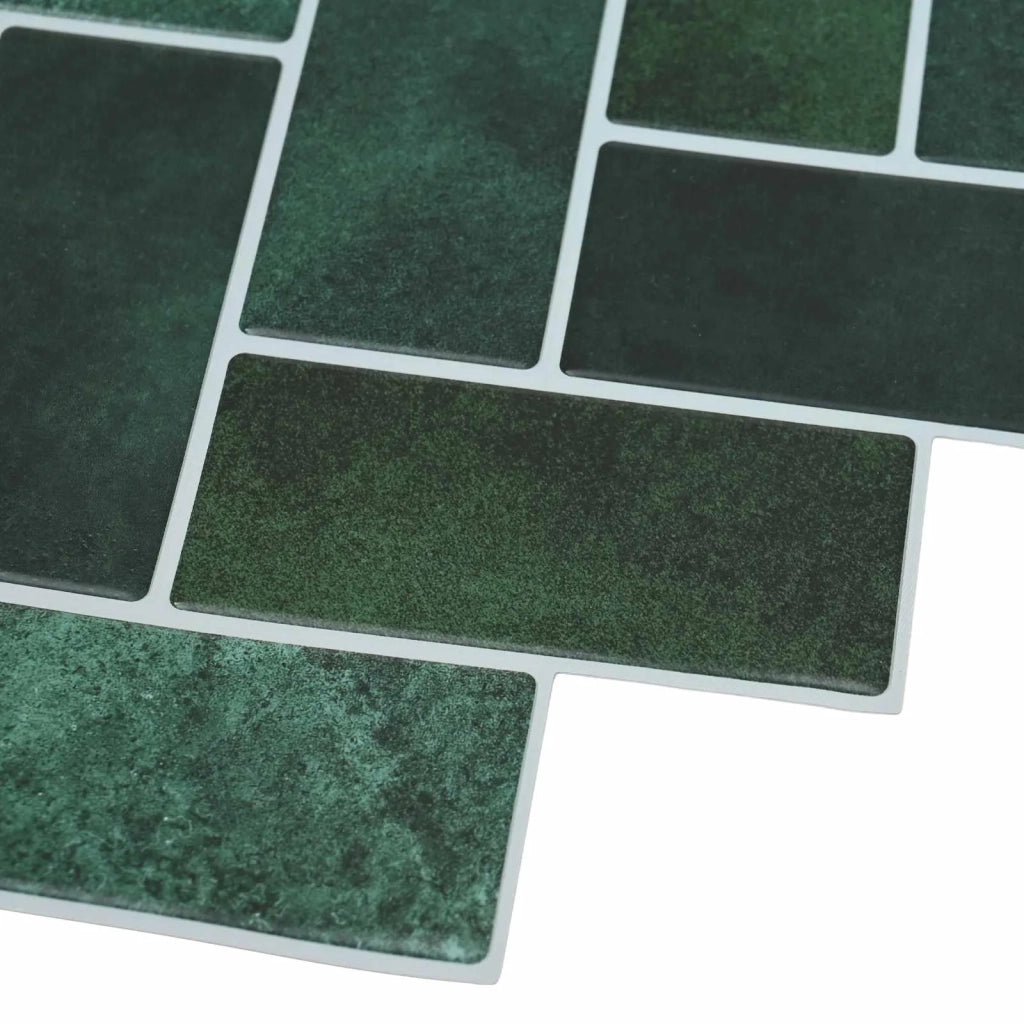 Piastrella a Spina di Pesce 10 pcs Verde Scuro 30 x 30 cm 42046189