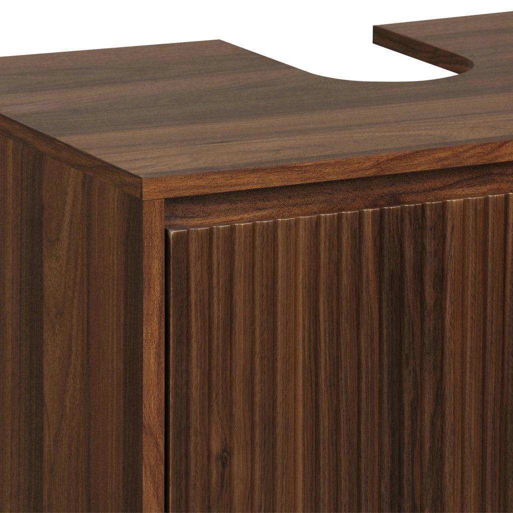 Mobile sottolavabo scandinavo a 2 ante effetto legno, noce